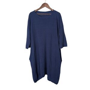 Gudren Sjoden Blue 100% Organic Linen Tunic Dress L Large